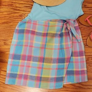 JONES NEW YORK SEA GLASS COLORS LINEN MADRAS SKIRT